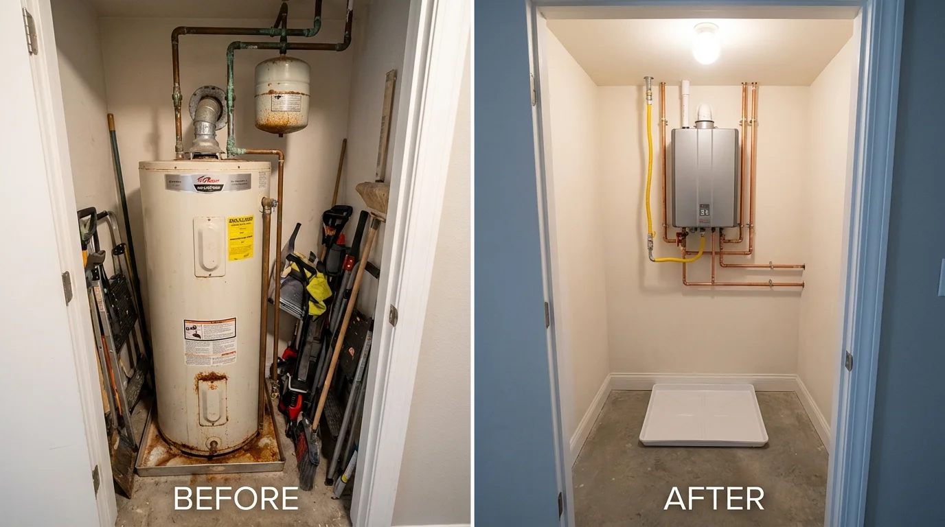 Tank water heater versus wall-mounted tankless unit comparison for Syracuse, UT homeowners